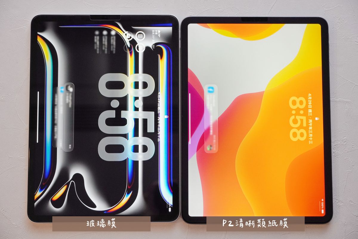 JEHD P2類紙膜貼上iPad後的螢幕效果